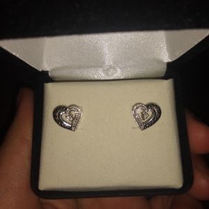 Black and White Heart Stud Earrings